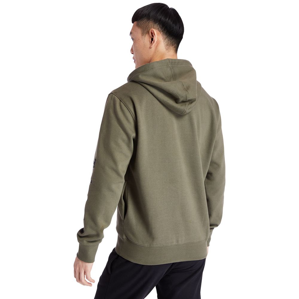 Timberland Mens Sweatshirts Camo Tree-Logo Hoodie - Olive - India TN6301275